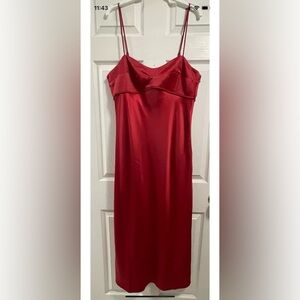 WAYF Women's Sweetheart Neck Sleeveless Cami Maxi Slip Dress in Red Size L NWT
